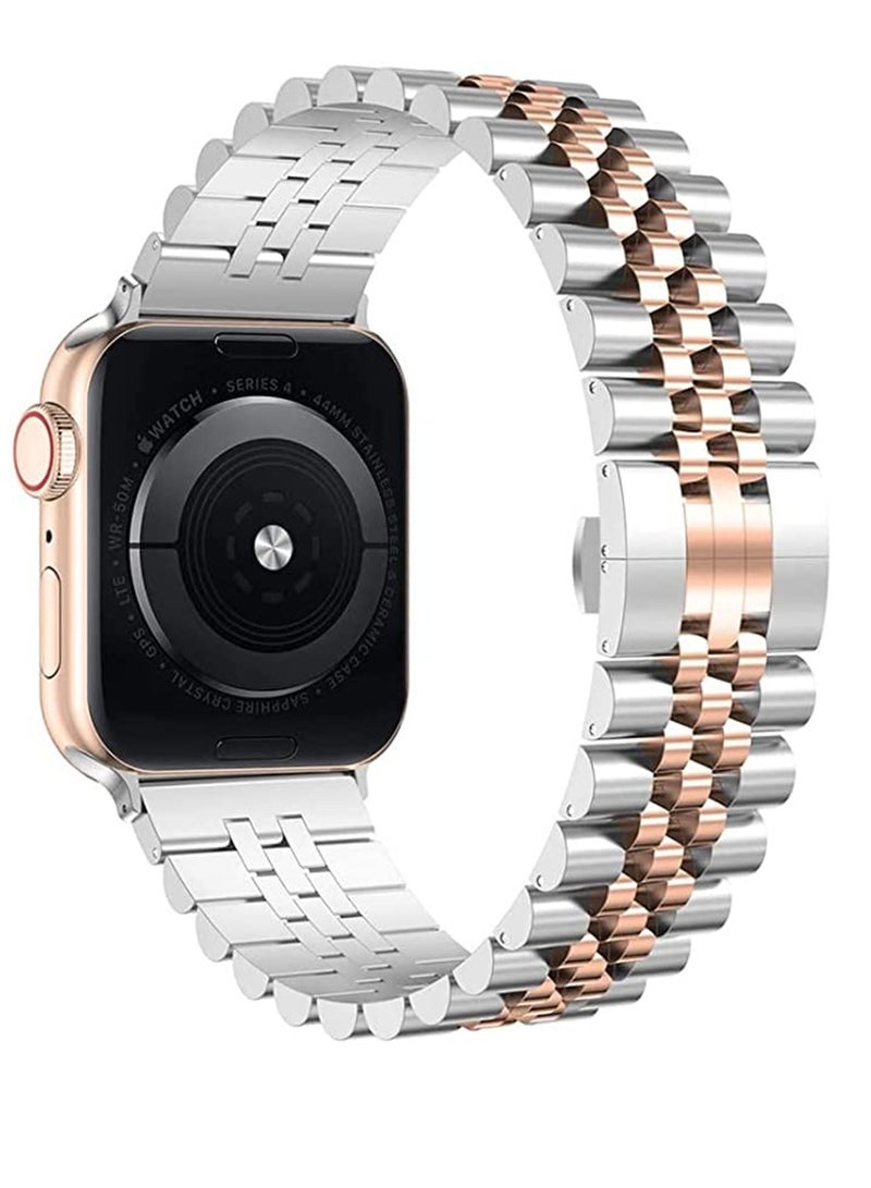 Replacement Stainless Steel Band For Smartwatch Silver/Rose Gold