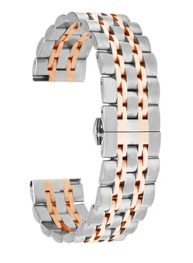 Replacement Stainless Steel Band For Smartwatch Silver/Rose Gold