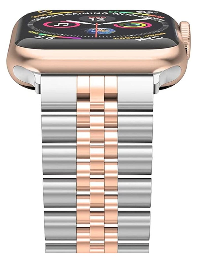 Replacement Stainless Steel Band For Smartwatch Silver/Rose Gold