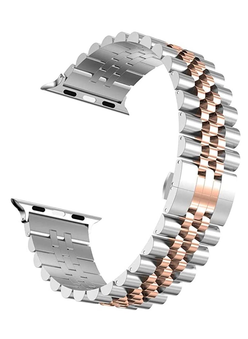 Replacement Stainless Steel Band For Smartwatch Silver/Rose Gold