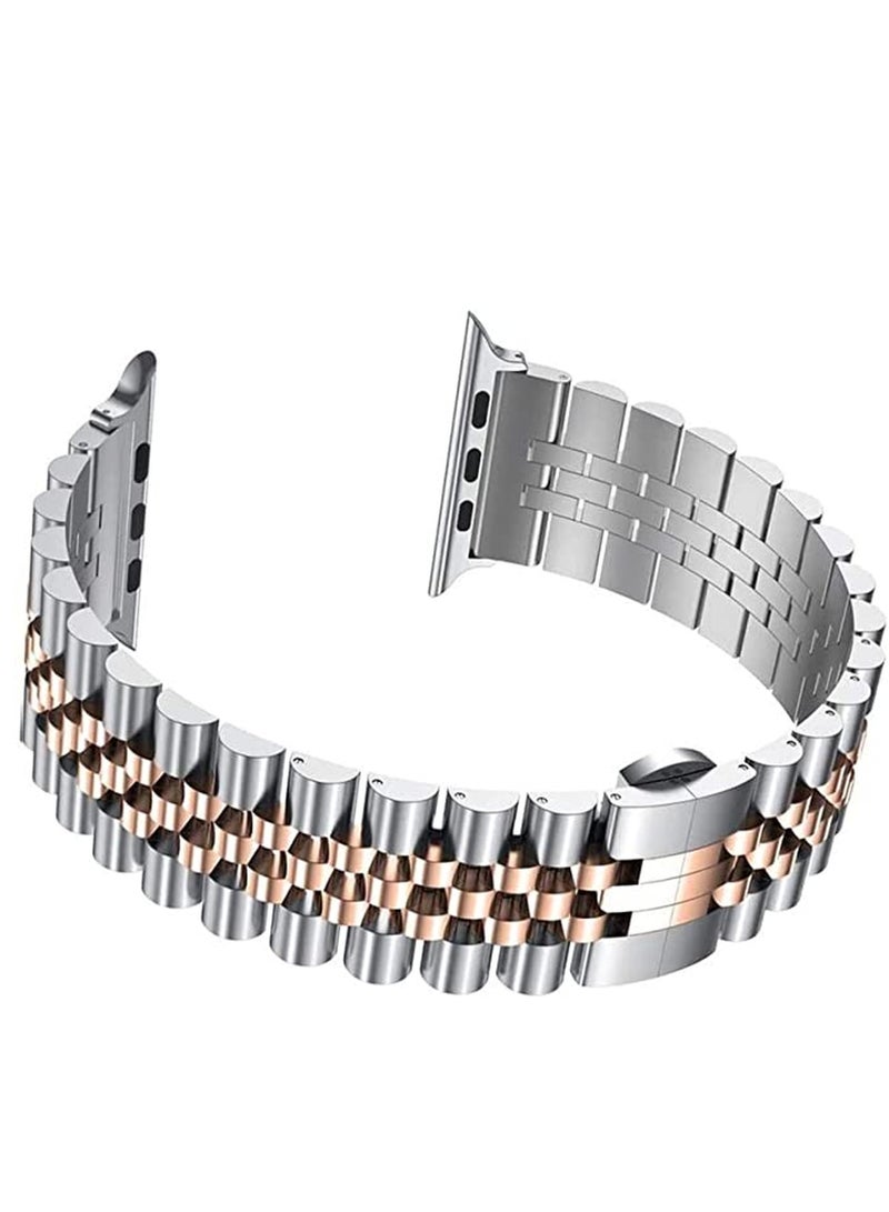 Replacement Stainless Steel Band For Smartwatch Silver/Rose Gold