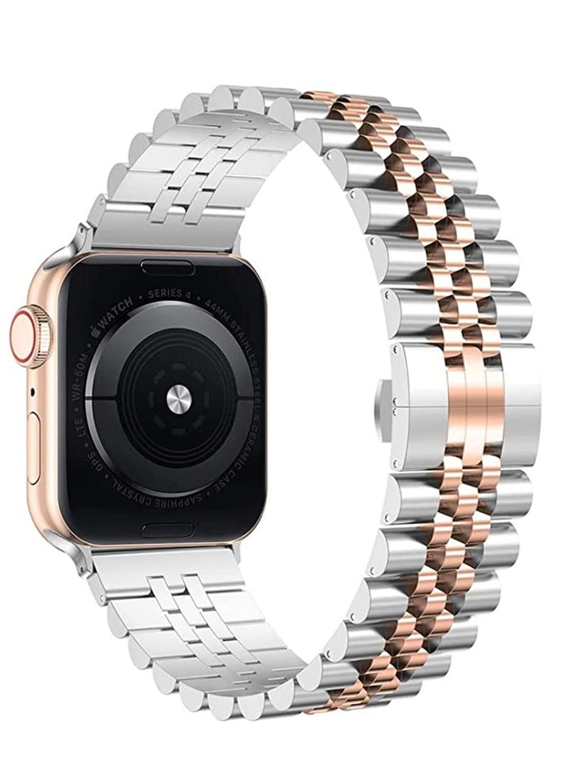 Replacement Stainless Steel Band For Smartwatch Silver/Rose Gold