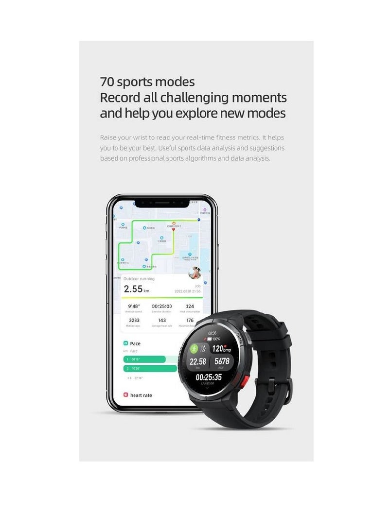 GS Smartwatch GPS Sports Watch 1.43'' AMOLED HD Display, 24-day Ultra-long Battery Life, 70 Sports Modes