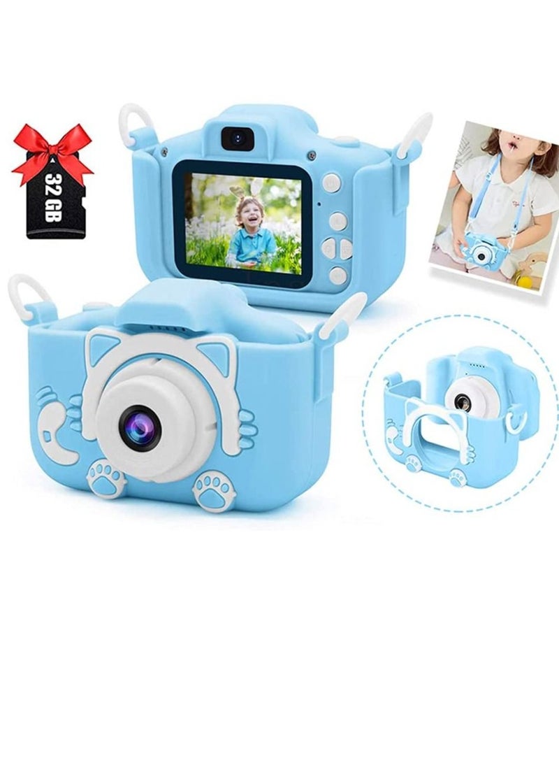 Kids Toy Digital Camera, 2021 Upgrade 1080P Dual Camera 2.0 Inches Screen 20MP HD Video Camcorder with [ 32 GB Memory Card ] Gifts for Child Boys Girls, Best Birthday Gift Games Toy (Blue