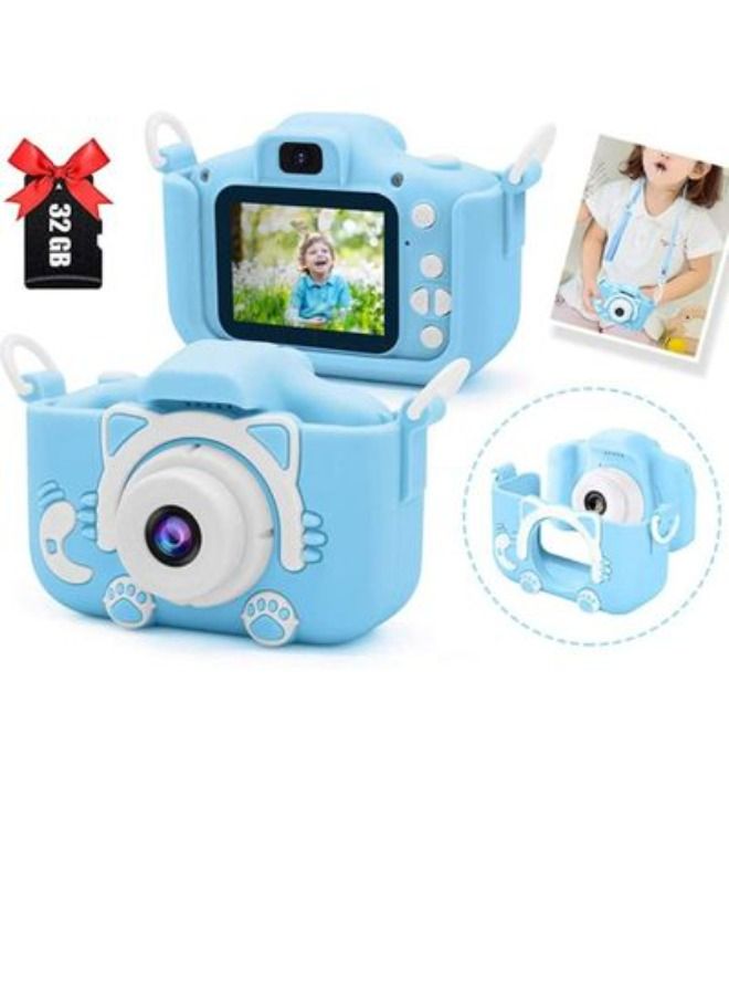 Kids Toy Digital Camera, 2021 Upgrade 1080P Dual Camera 2.0 Inches Screen 20MP HD Video Camcorder with [ 32 GB Memory Card ] Gifts for Child Boys Girls, Best Birthday Gift Games Toy (Blue
