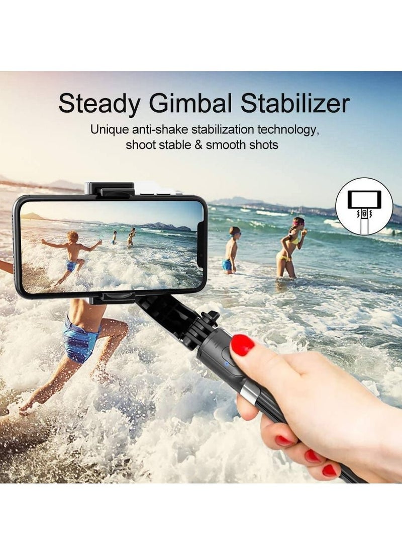 Selfie Stick Gimbal Stabilizer 360° Rotation Tripod with Wireless Remote Portable Phone Holder Auto Balance 1-Axis Gimbal For Smartphones Tiktok Vlog Youtuber Live Video Record