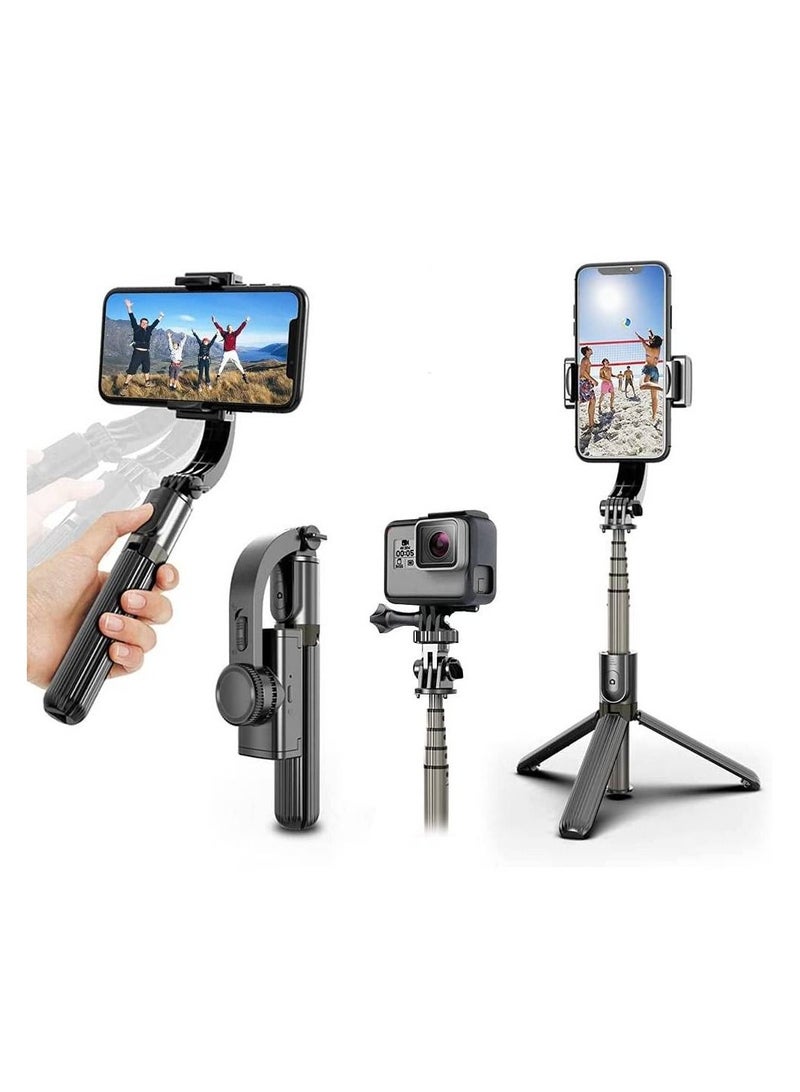 Selfie Stick Gimbal Stabilizer 360° Rotation Tripod with Wireless Remote, Portable Phone Holder, Auto Balance 1-Axis Gimbal for Smartphones Tiktok Vlog Youtuber Live Video Record