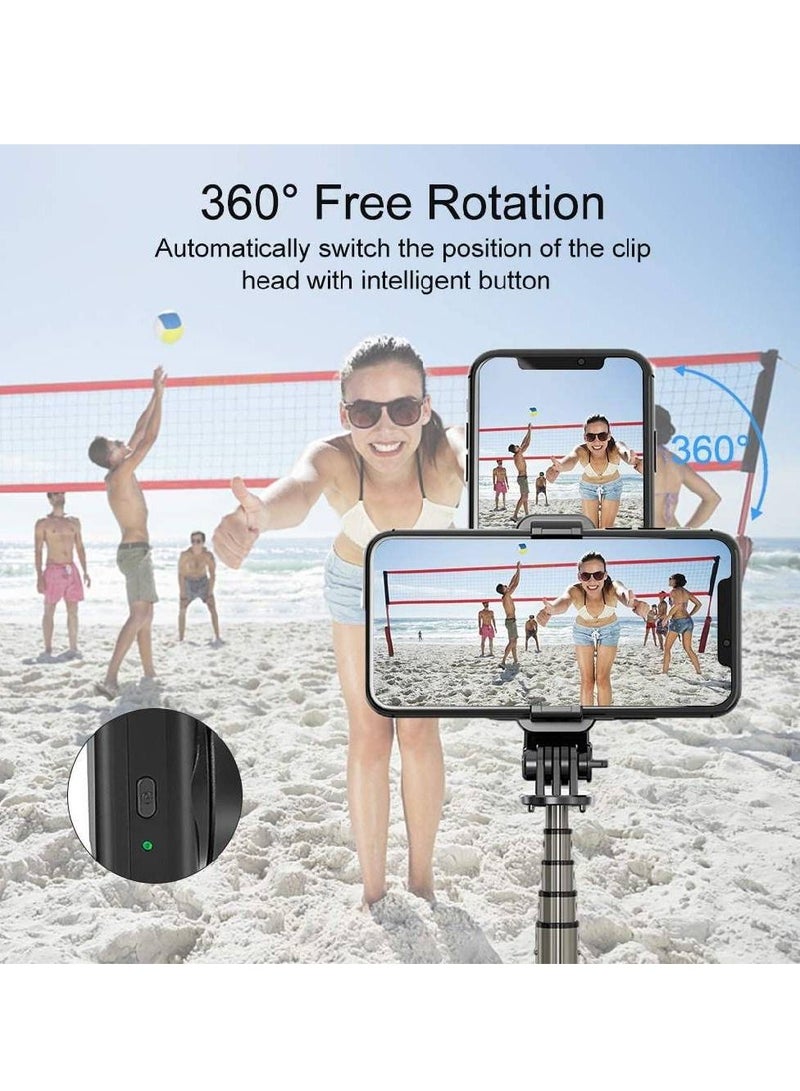 Selfie Stick Gimbal Stabilizer 360° Rotation Tripod with Wireless Remote, Portable Phone Holder, Auto Balance 1-Axis Gimbal for Smartphones Tiktok Vlog Youtuber Live Video Record