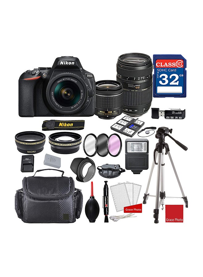 D5600 Dslr With Af-P Dx Nikkor 18-55Mm F/3.5-5.6G Vr Lens + Tamron 70-300Mm F/4-5.6 Di Ld Macro Autofocus 24.2Mp,Built-In Wi-Fi, Nfc,tooth And Accessory Bundle