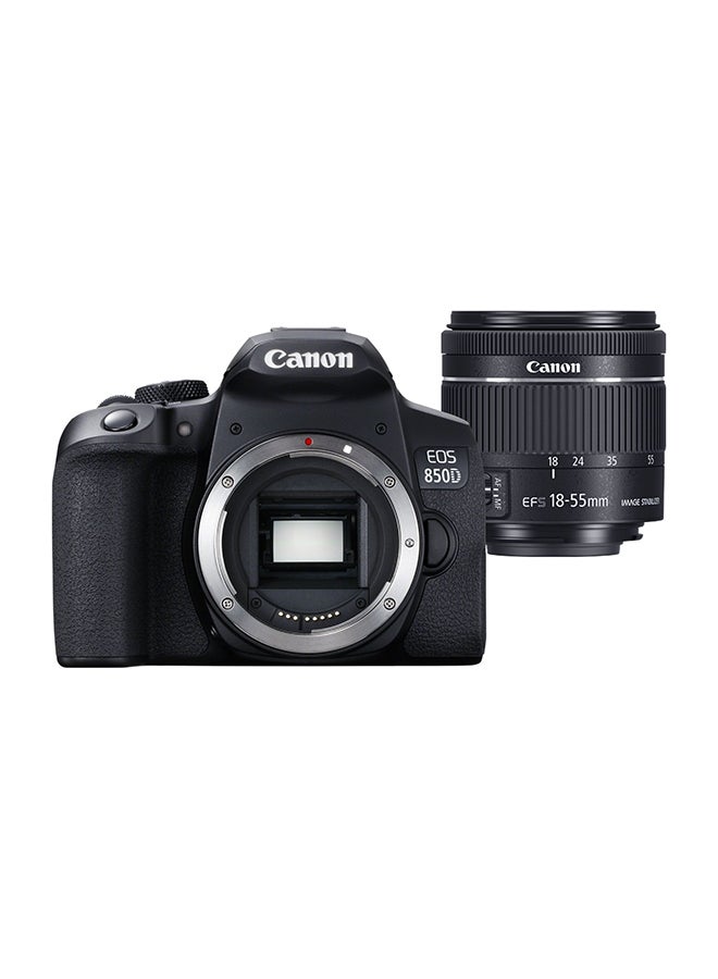 EOS 850D DSLR Camera، With EF-S 18-55mm IS STM Lens، 24.1 MP، APS-C Sensor، Dual Pixel CMOS، Bluetooth، Wi-Fi، 4K Movies، Vari-Angle Touchscreen