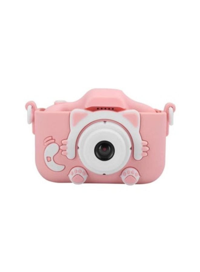 HD Million Pixel Intelligent Kids with Shockproof Cover Digital Camera 12MP 2.0in IPS Screen, Mini Eye Friendly for Children Cute Pink