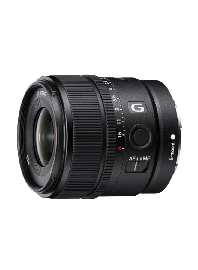 E 15 mm F1.4 G APS C Wide Angle Prime Lens SEL15F14G, Black, One size