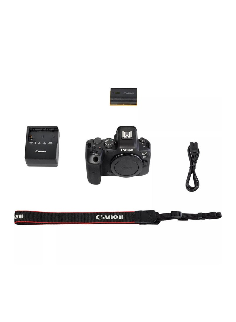 EOS R6 Mirrorless Camera Body، Full-frame، 20 MP، Up to 8-stop in Body IS، 20 fps، 4K 60p Movies، Bluetooth & Wi-Fi، Max ISO 102،400
