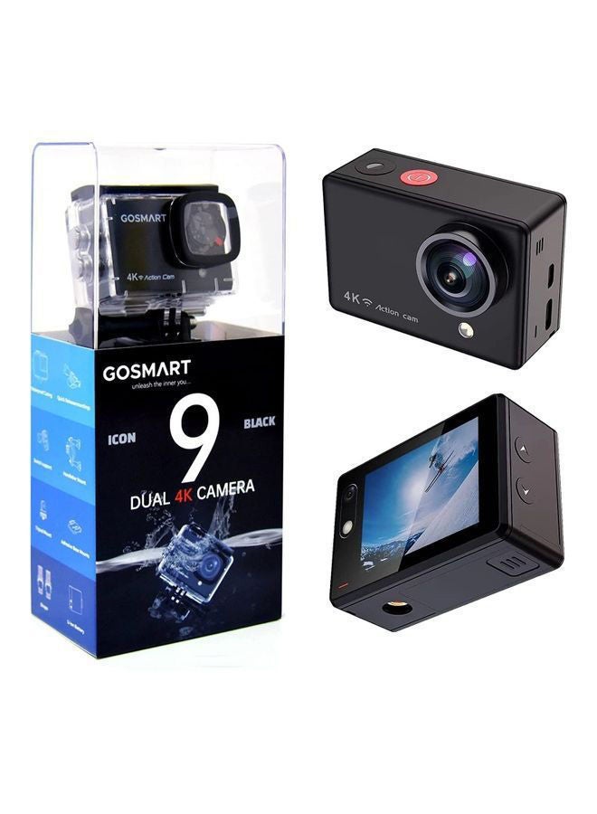 Icon 9 Dual 4K Sports Action Camera, 1080p Ultra HD Waterproof Dual Camera With Flashlight Camcorder