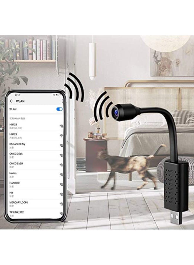 Full HD 4K 1080P USB Wifi Mini Camera WiFi Camera Wireless USB Plug Small Security Camera 1080P HD Motion Detection Monitor for Home Office Indoor