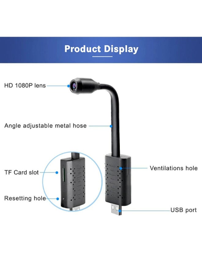 Full HD 4K 1080P USB Wifi Mini Camera WiFi Camera Wireless USB Plug Small Security Camera 1080P HD Motion Detection Monitor for Home Office Indoor