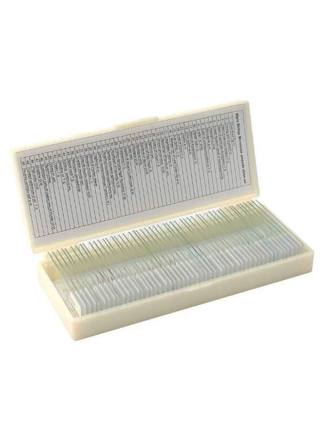 50-Piece Portable Biological Glass Sample Microscope Slides Set Clear