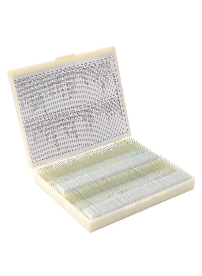 100-Piece Portable Biological Glass Sample Microscope Slides Set Clear