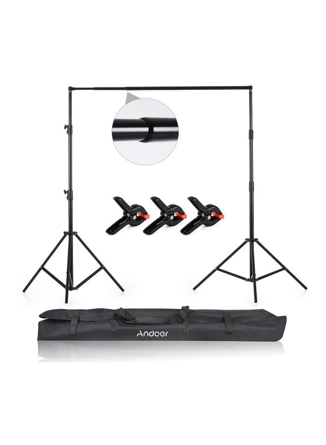 5-Piece Adjustable Studio Photography Backdrop Stand Kit Black