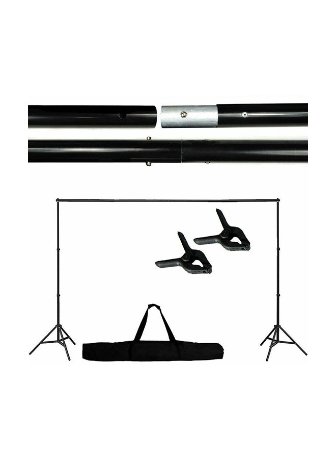 3-Piece Studio Background Support Stand With Backdrop And Clappers Set 3x2meter Black