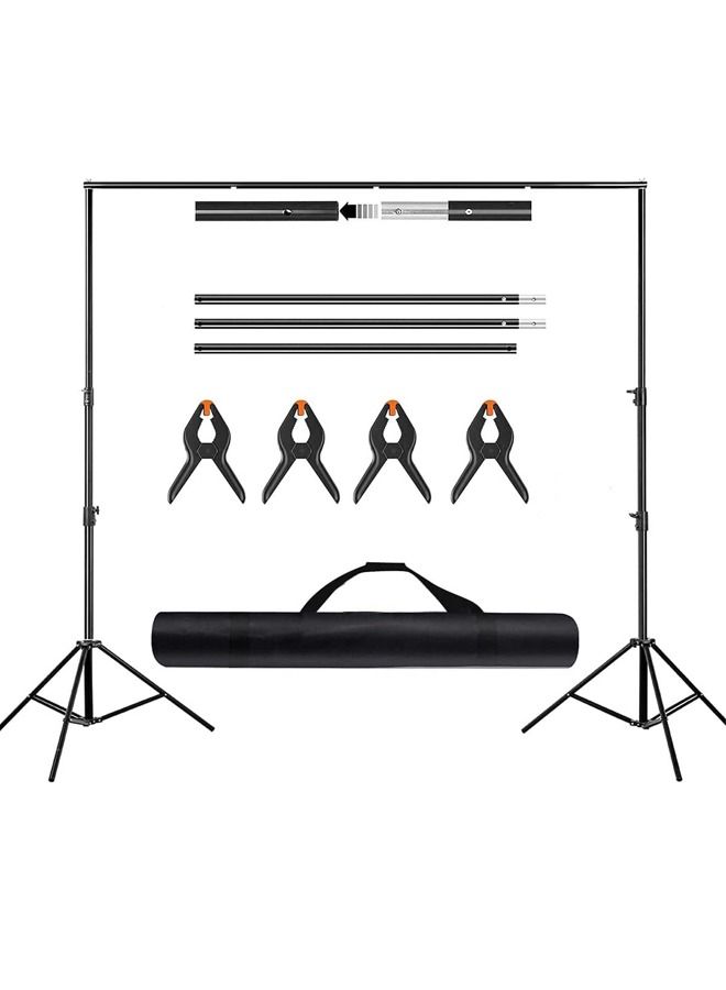 Padom Backdrop Stand 6.5X6.5ft, 2X2m with Spring Clamp, Photo Video Party Background Stand Support System for Wedding, Photography, Advertising Display, Parties, with Carring Bag