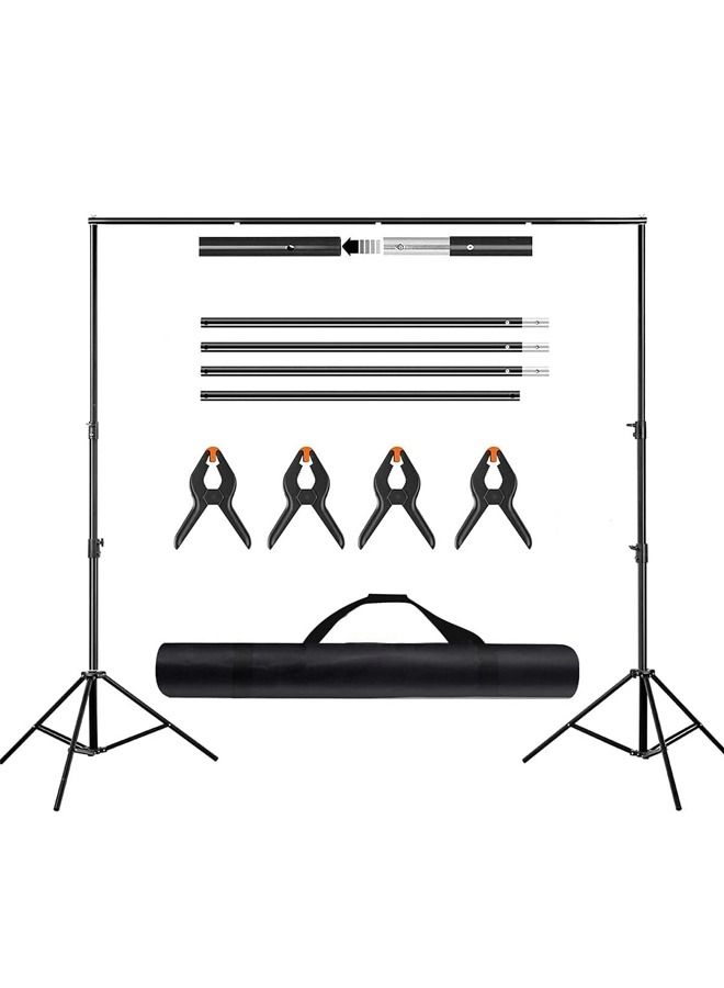 Padom Backdrop Stand 6.5*10ft ,2*3m with Spring Clamp, Photo Video Party Background Stand Support System for Wedding, Photography, Advertising Display, Parties, with Carring Bag