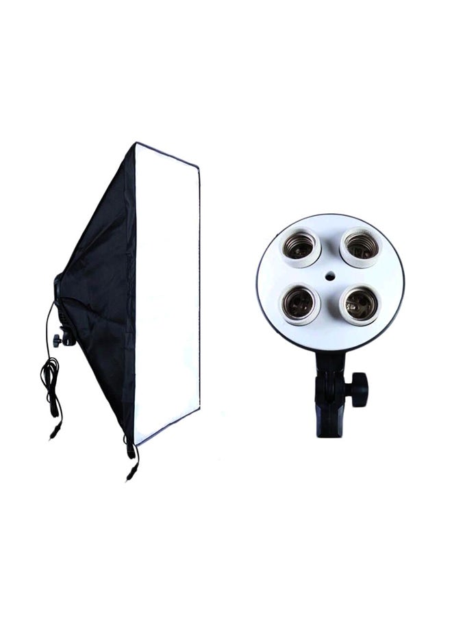 4 Socket E27 Bulb Lamp Holder With Softbox Black/White