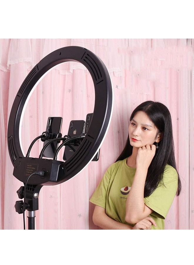 HQ 18N Soft Ring Light with Tripod Stand for Selfie Makeup Live Stream and YouTube Video Dimmable LED Camera Light