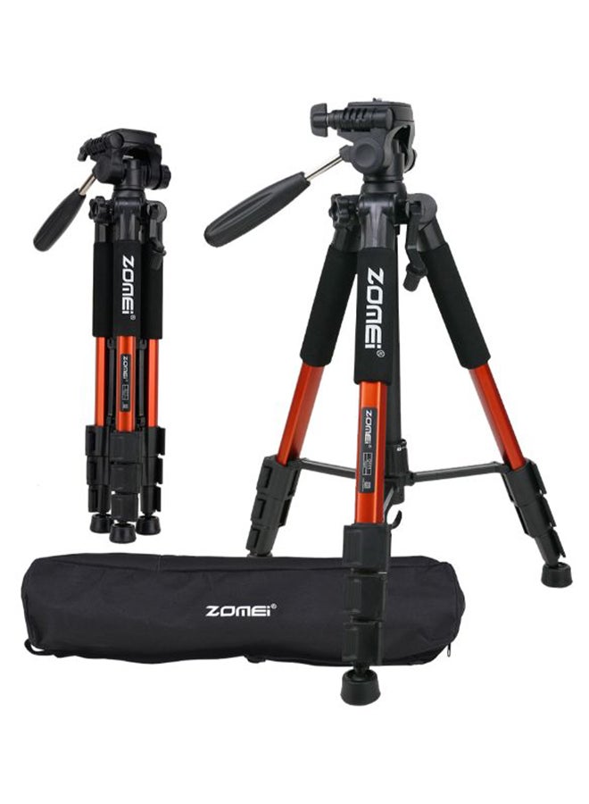 Q111 Professional Camera Tripod With Pan Head Plate Black/Orange