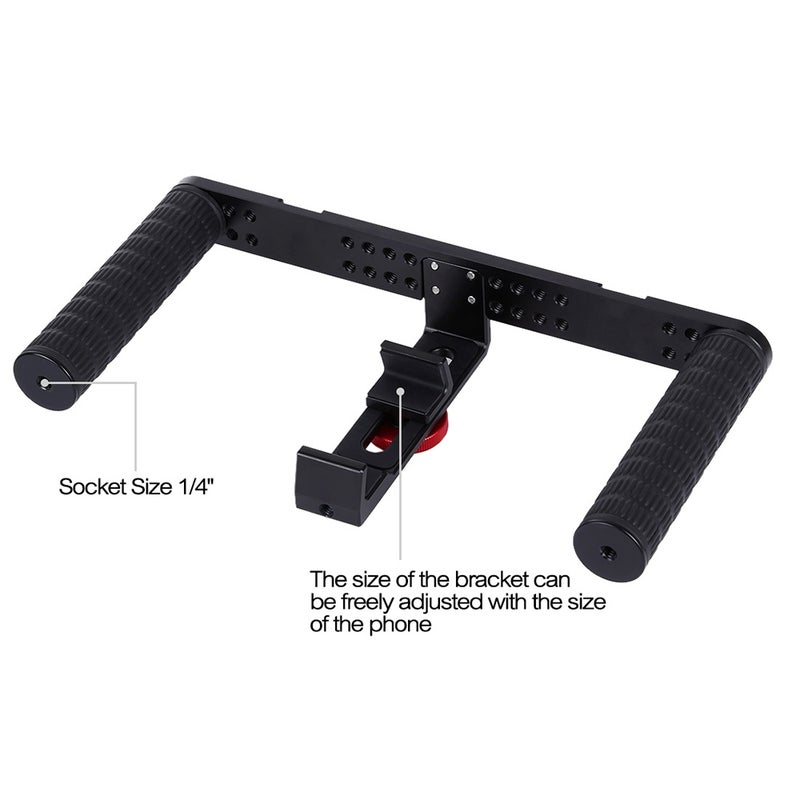 Mobile Live Set Aluminum Rabbit Cage Set with Microphone Mini Tripod Black