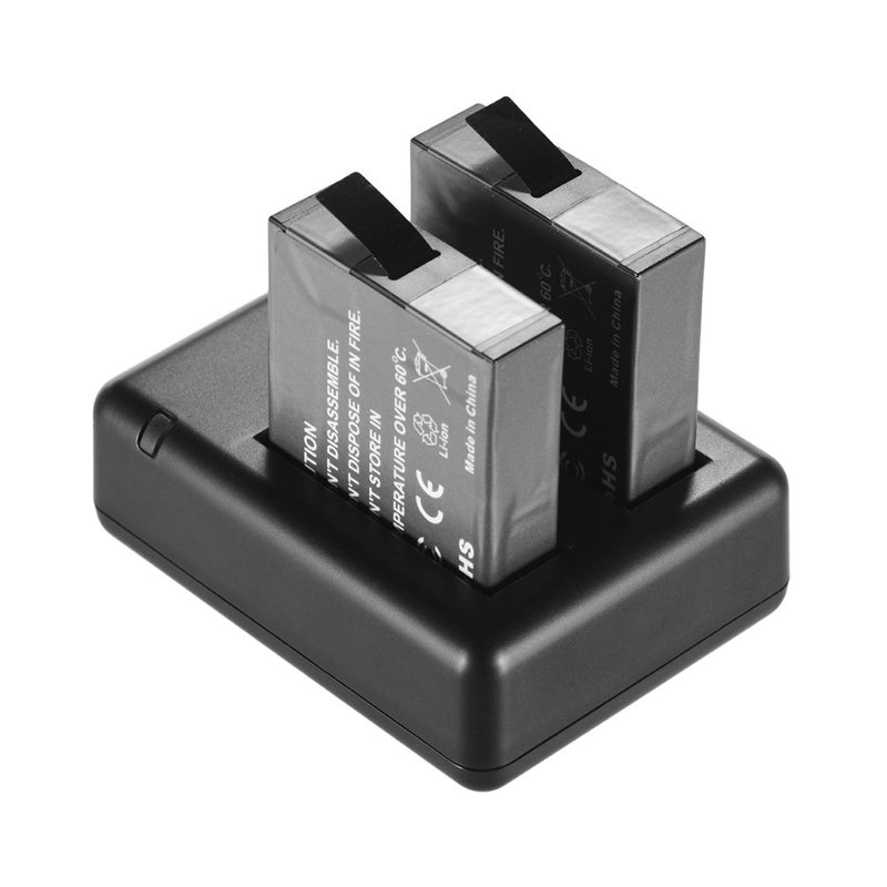 Portable Dual Camera Battery Charger Kit Black