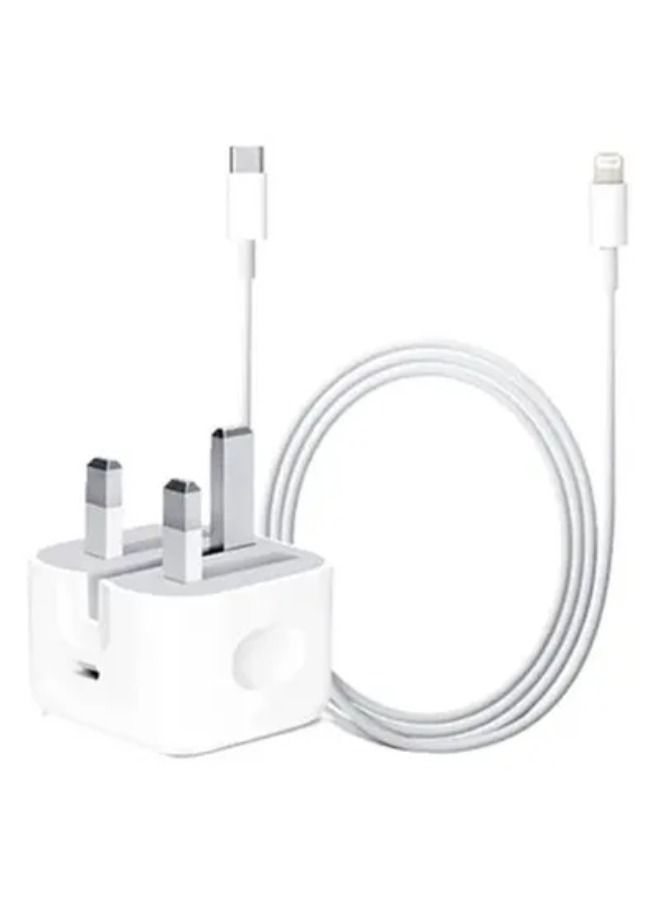 USB-C Power Adapter With Type-C To Lightning Cable White