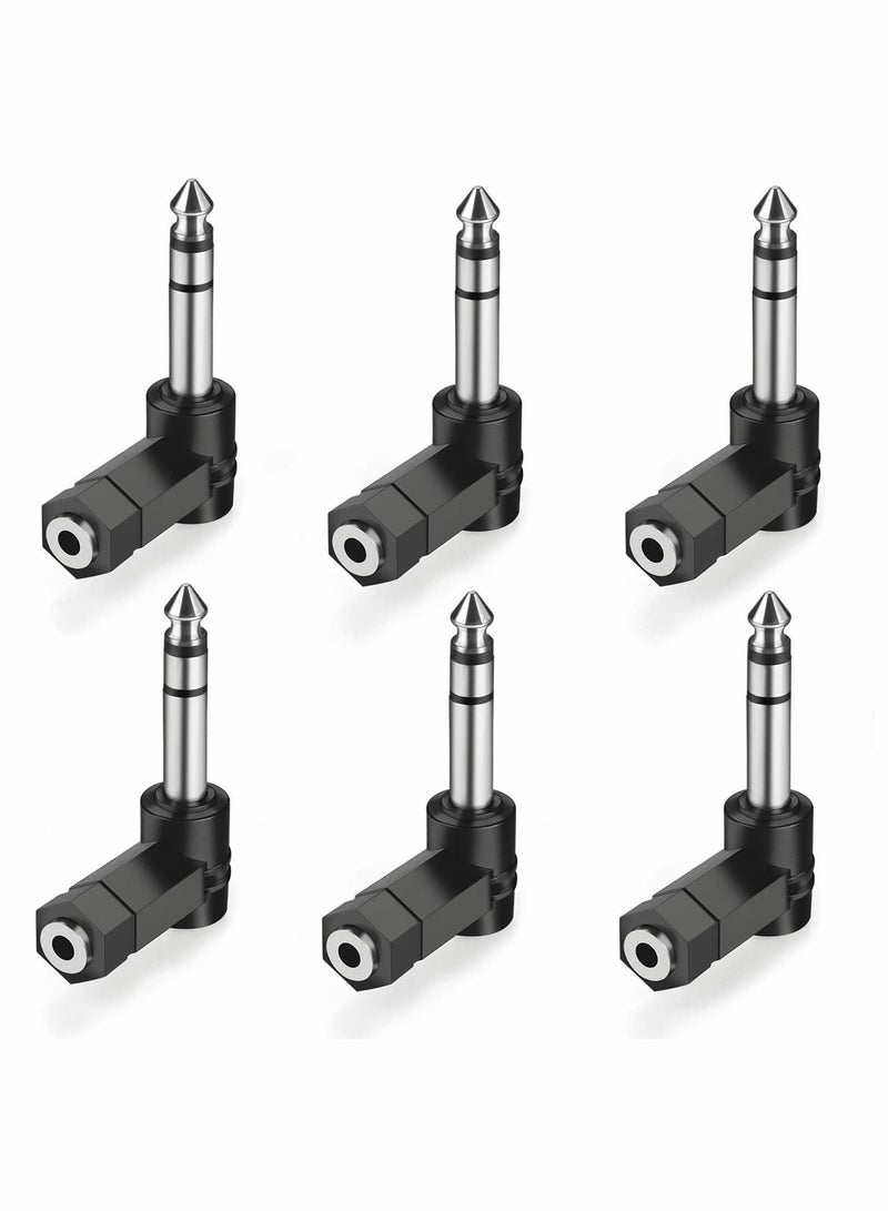 6 PCS 3.5mm Right Angle Male to Female Audio Adapter Converter TRS Stereo Jack Plug AUX Connector Compatible with Headset, Tablets, MP3 Players, Game Controller, Speakers