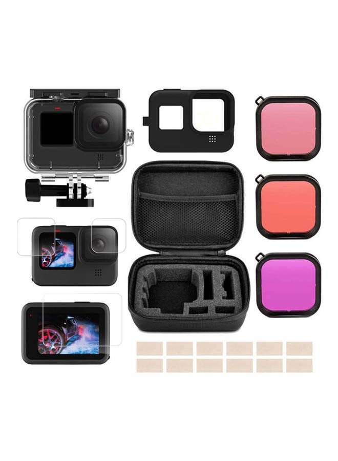 21-In-1 Kit Compatible For GoPro Hero 9 Action Camera Accessories With Carry Case Black