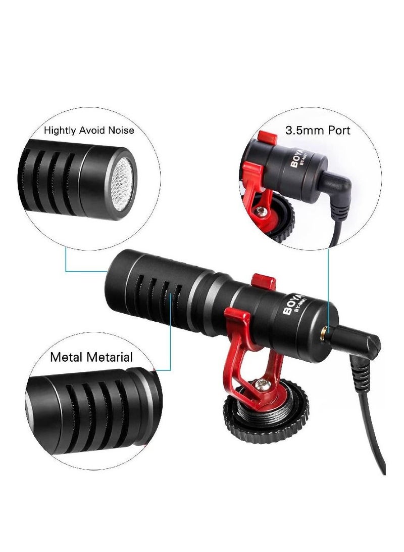 MM1 Camera Video Microphone YouTube Vlogging Facebook Livestream Recording Shotgun Mic with Shock Mount for Smartphones,Tablets, DSLRs,Consumer Camcorder,PCs and More