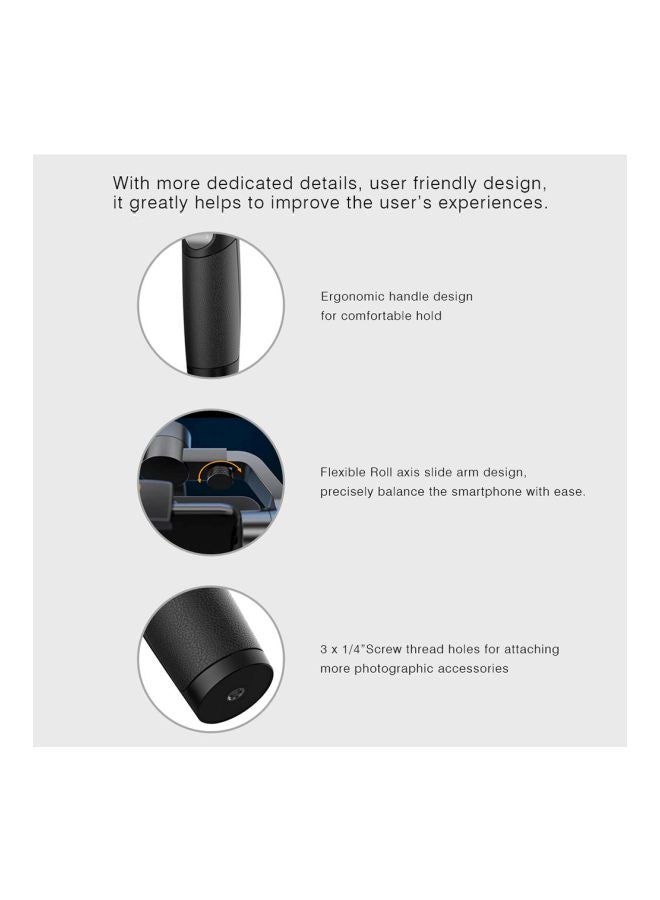 3-Axis Handheld Stabilizer For Samsung Galaxy S9+/S9/S8+/S8/S7/S6/Q2 Edge Black