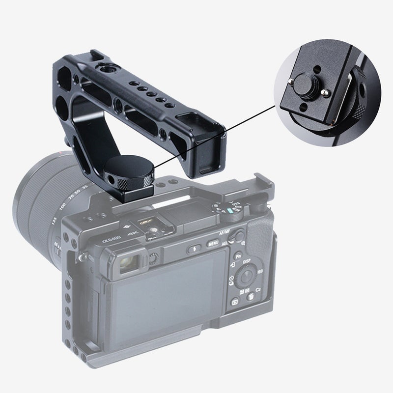 Universal Camera Top Handle Handgrip with Cold Shoe Mounts Black