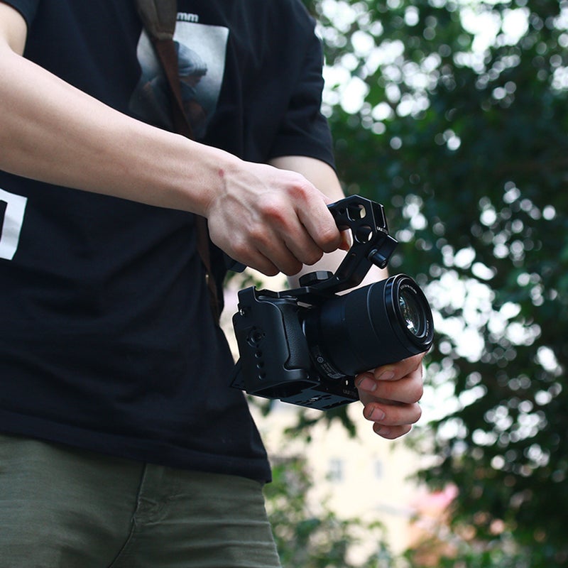 Universal Camera Top Handle Handgrip with Cold Shoe Mounts Black