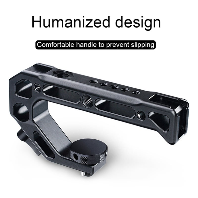 Universal Camera Top Handle Handgrip with Cold Shoe Mounts Black