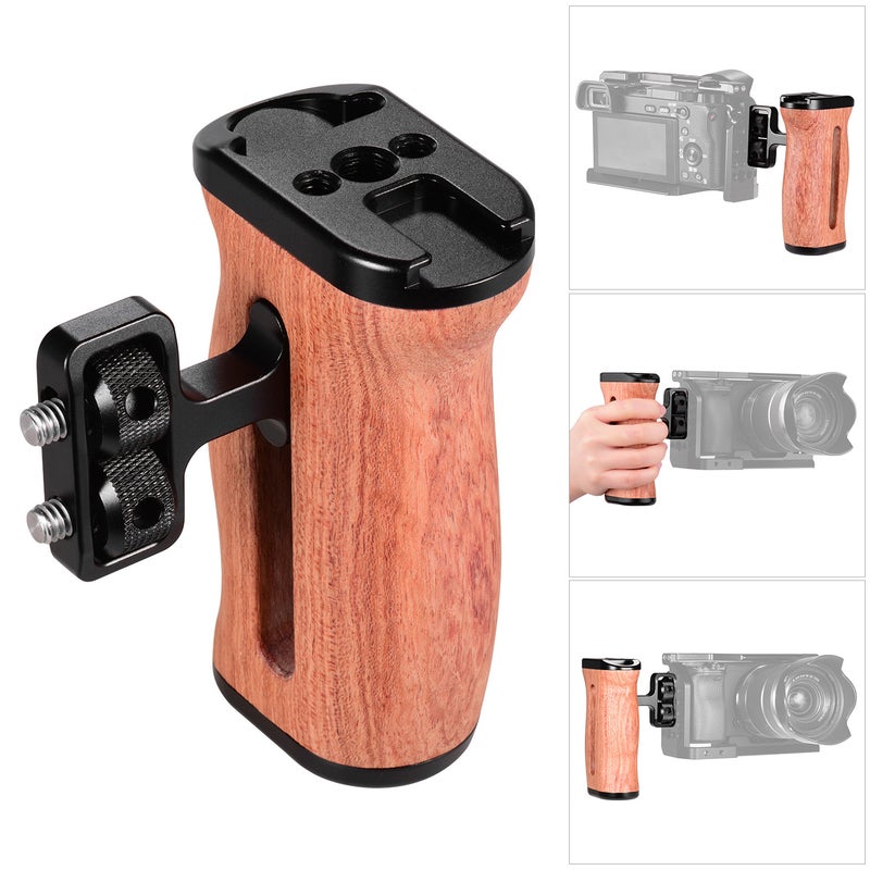Universal Camera Cage Hand Grip With Cold Shoe Mount Brown