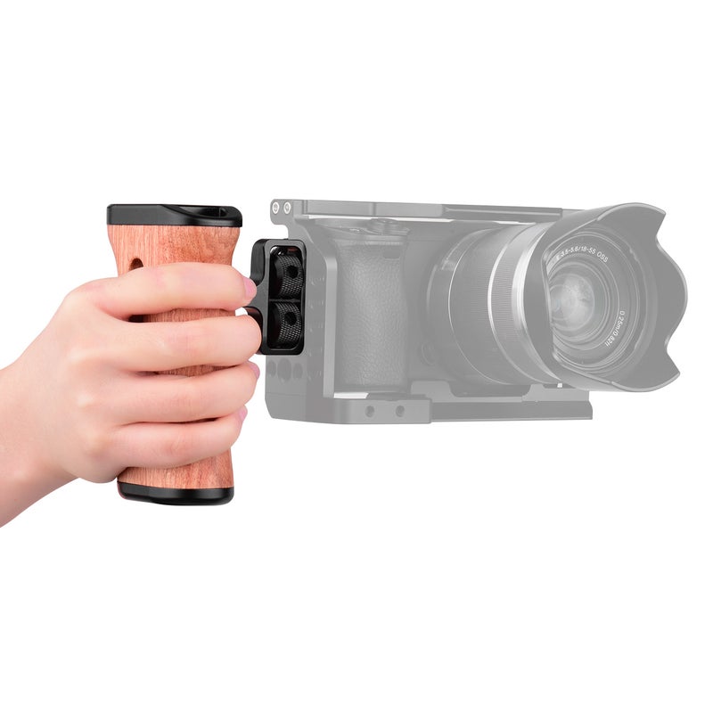 Universal Camera Cage Hand Grip With Cold Shoe Mount Brown