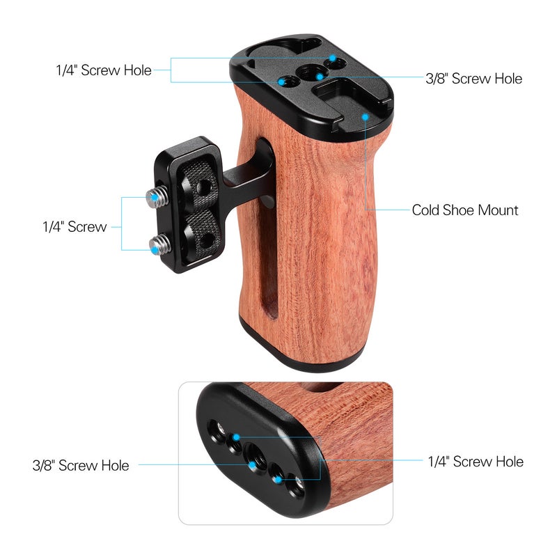 Universal Camera Cage Hand Grip With Cold Shoe Mount Brown