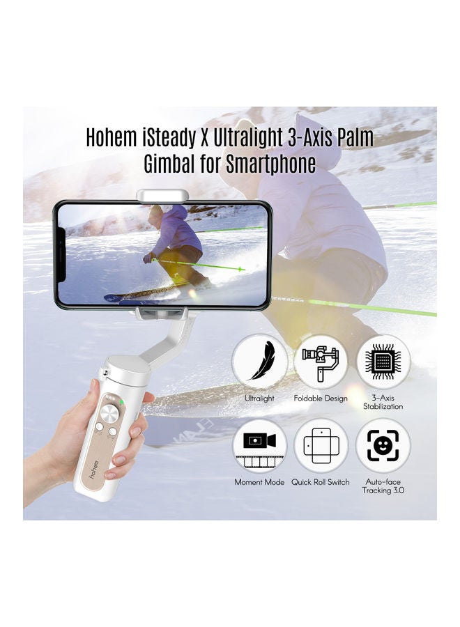 5-Piece iSteady X Ultralight 3-Axis Palm Gimbal Handheld Stabilizer Set White/Beige
