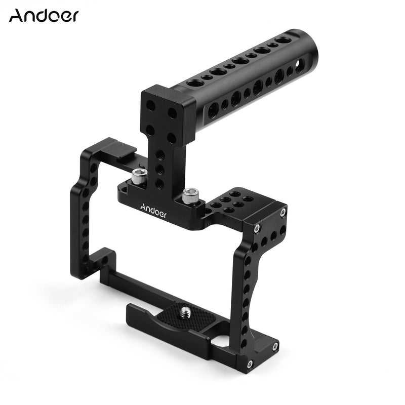 Camera Cage with Grip Handle Aluminum Alloy Black