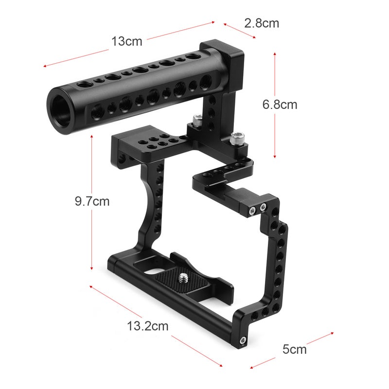 Camera Cage with Grip Handle Aluminum Alloy Black