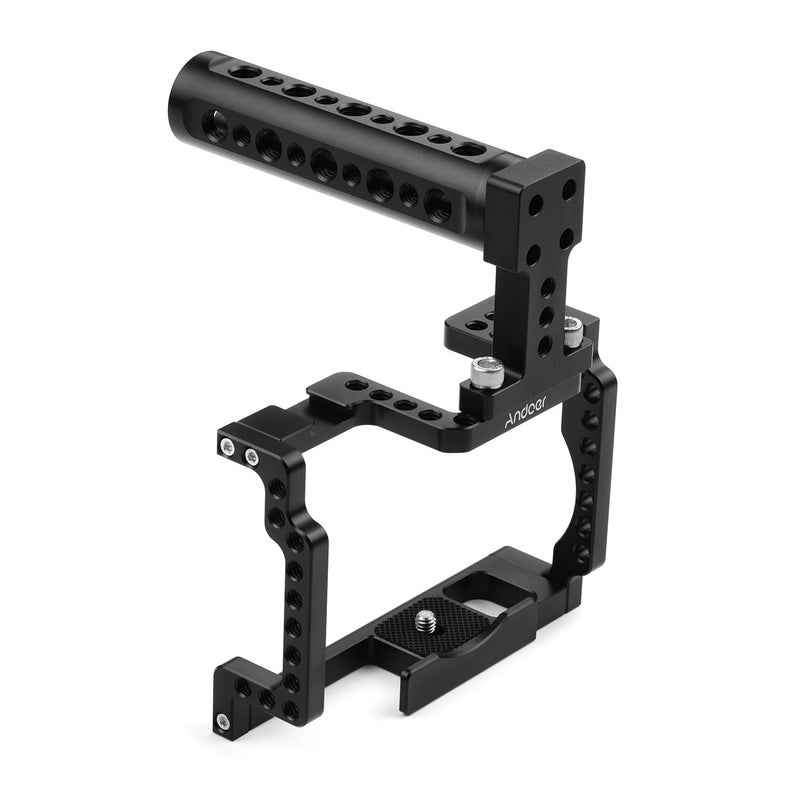 Camera Cage with Grip Handle Aluminum Alloy Black