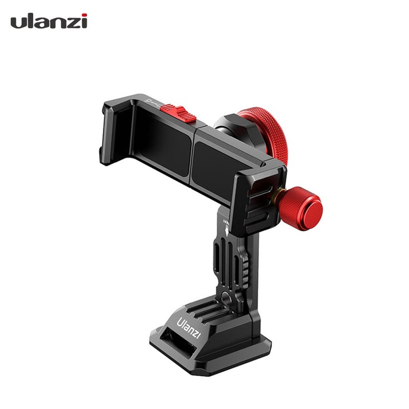 ST-14 Metal Smartphone Holder Phone Clamp Bracket 360° Rotatable with Cold Shoe Black/Red