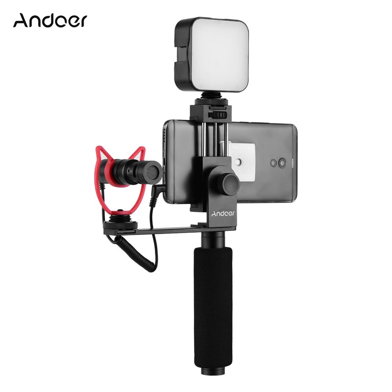 Smartphone Vlogging Hand Grip Mobile Phone Video Recording Holder Black