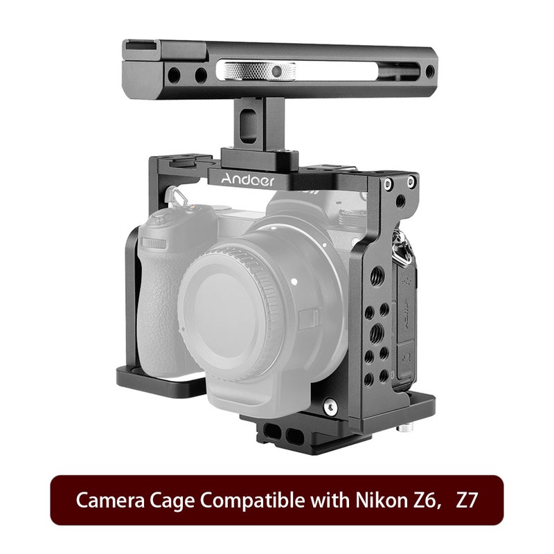 C15-B Camera Cage And Top Handle Kit Aluminum Alloy With Cold Shoe Mount Black