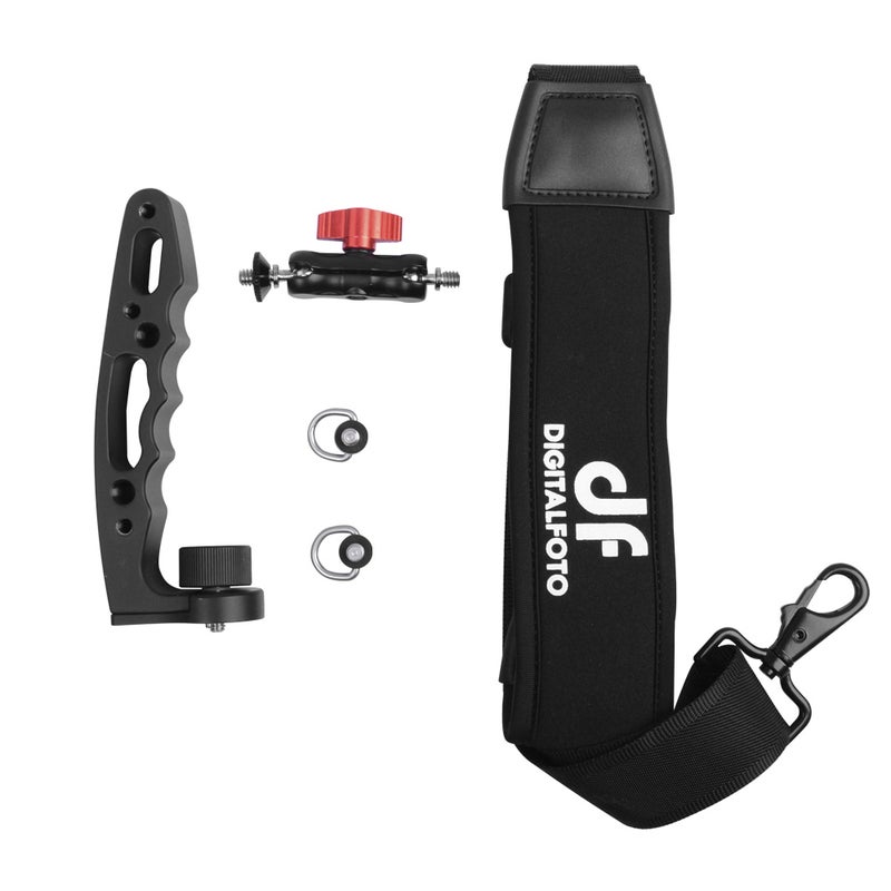 Handle Hand Grip Extension Rod Holder With Mini Magic Arm Strap Black